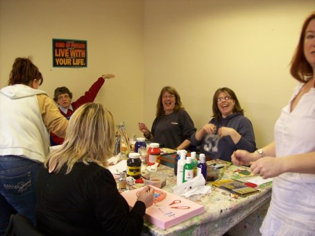 Women attending the art class in the Asha Community Center.